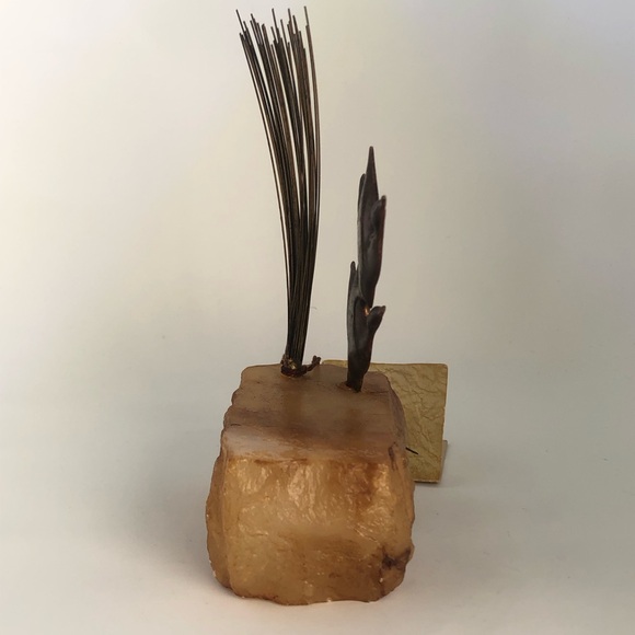 DeMott Metal Sculpture Geese In Flight Copper Brass Steel Mounted On Onyx - Picture 2 of 16